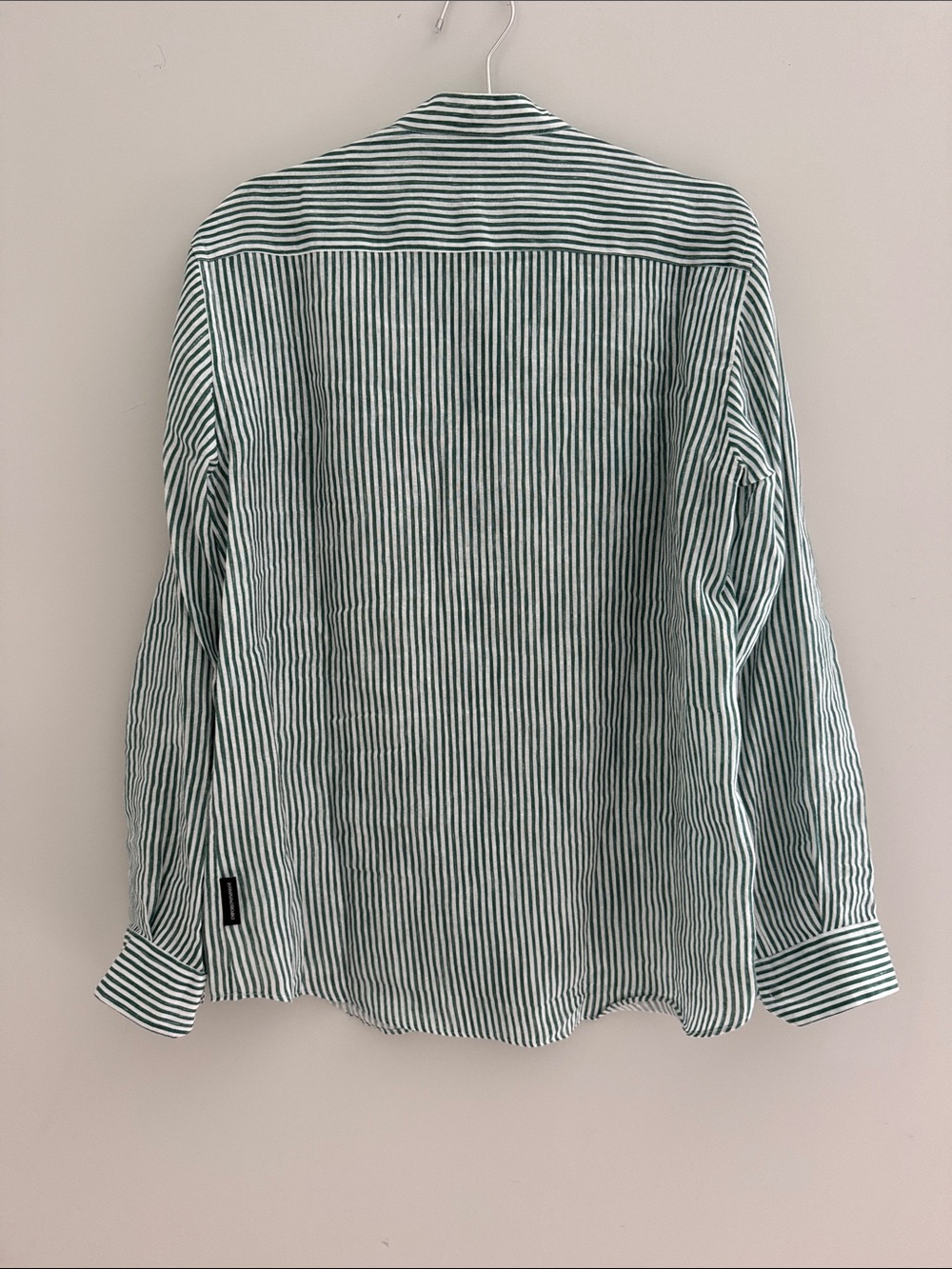 Emporio Armani Green and White Striped Casual Button-Down Shirt - Picture 5 of 8